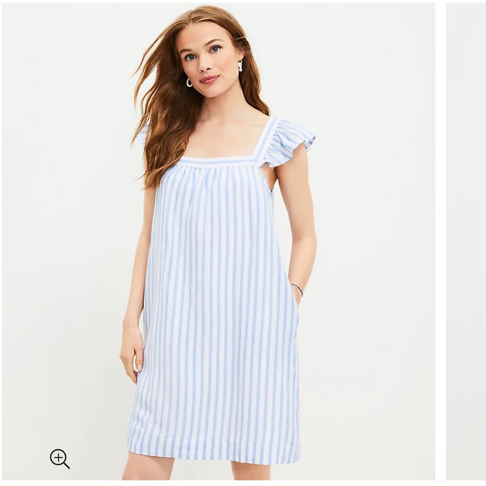 LOFT Striped Square Neck Shift Pocket Dress